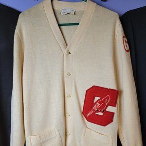 VNTG BLEPP-COOMBS SPORTING GOODS Men's Ivory Long Sleeve Cardigan Sweater Sz 42